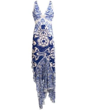 Etro Long Dress With Sequin Embroidery - Blue