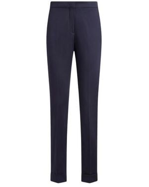 Etro Cropped Stretch Cotton Trousers - Blue