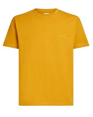 Etro T-Shirt With Pegaso Embroidery - Yellow