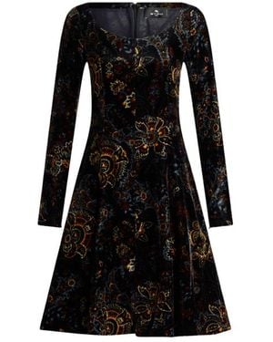 Etro Printed Velvet Mini Dress - Black