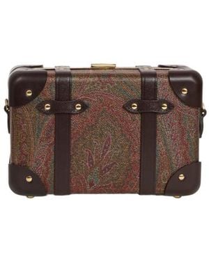 Etro X Globe-Trotter Micro Rigid Arnica And Leather Crossbody Bag - Brown