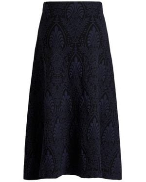 Etro Gonna Lunga Jacquard Con Motivo Medaglioni, Donna, Taglia - Blu
