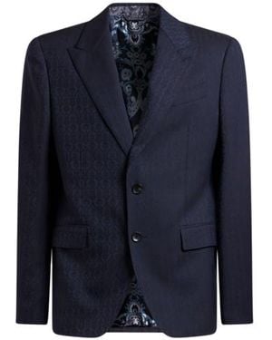 Etro Wool Jacquard Blazer - Blue