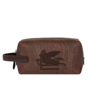 Etro Pouch Piccola Arnica Con Ricamo Pegaso, Uomo - Marrone