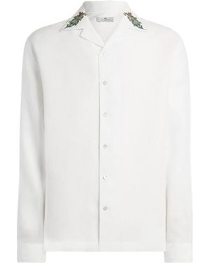 Etro Linen Shirt With Embroidered Collar - White