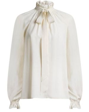 Etro Silk-Blend Jacquard Blouse With Silk Scarf And Paisley Motif - White