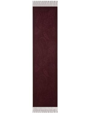 Etro Wool Jacquard Scarf With Floral Paisley Motif - Purple