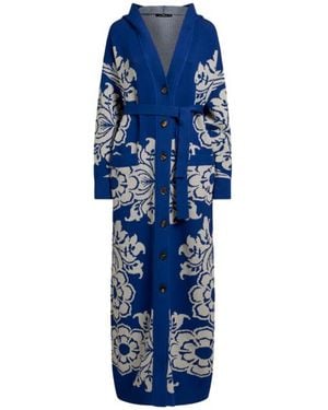 Etro Cardigan Lungo Motivo Floreale Jacquard, Donna, Taglia - Blu