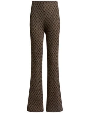 Etro Fit-And-Flare Jacquard Pants With Micro Diamond Motif - Brown