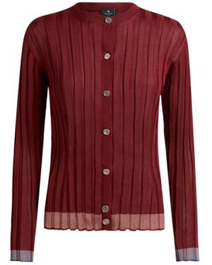 Etro Ribbed Cardigan With Pegaso Buttons - Red
