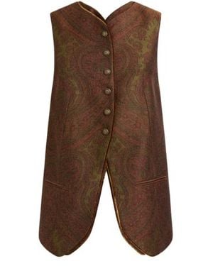 Etro Wool-Blend Jacquard Waistcoat With Paisley Motif - Brown