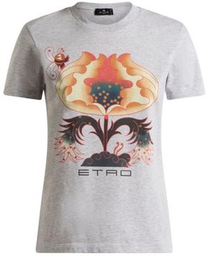 Etro Cotton T-Shirt With Print And Logo - White