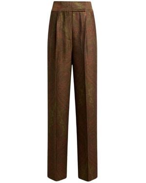 Etro Wool-Blend Jacquard Pants With Paisley Motif - Brown