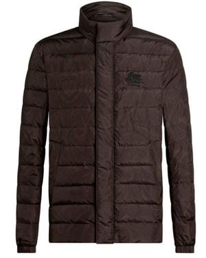 Etro Down Jacket With Paisley Print - Brown