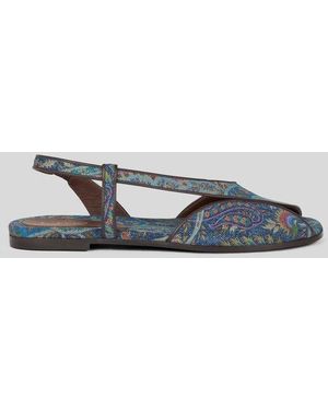 Etro Low Jacquard Denim Sandals - Blue