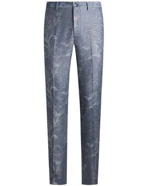 Etro Cotton Jacquard Pants - Blue