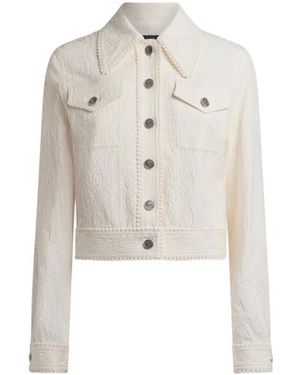 Etro Cropped Paisley Jacquard Jacket - White