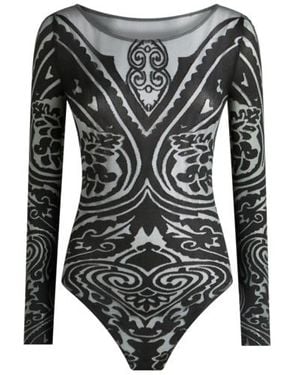 Etro Paisley Tattoo Bodysuit - Black