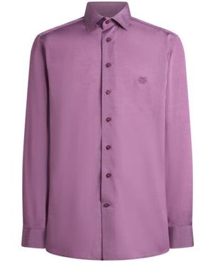 Etro Shirt With Pegaso Embroidery - Purple
