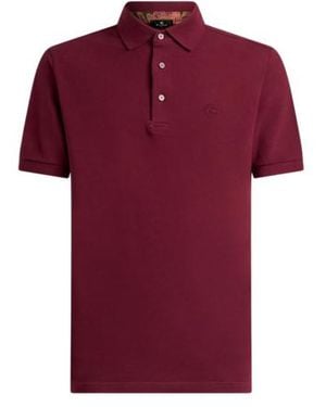 Etro Polo En Coton Uni Avec Détails Imprimés, Homme, Taille - Rouge
