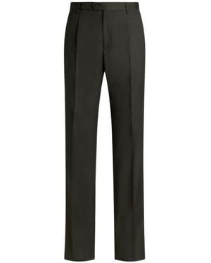 Etro Cool Wool Trousers With Crease Detail - Black