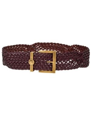 Etro Woven Leather Belt With Coin Buckle - Purple