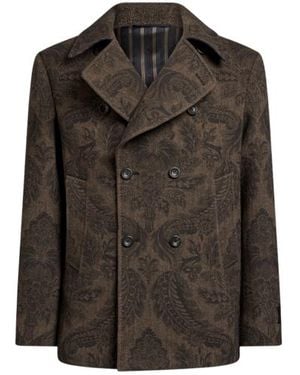 Etro Double-Breasted Wool And Cashmere Pea Coat - Brown