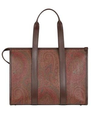 Etro Handtasche Mittelgross Mit Arnicamuster, Damen - Braun