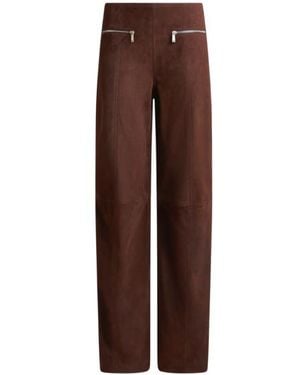 Etro Suede Trousers With Zips - Brown