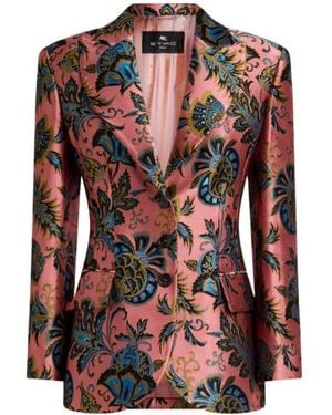 Etro Veste En Jacquard À Motif Floral, Femme, Taille - Rouge