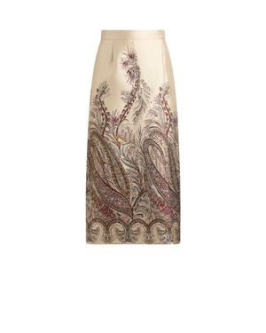 Etro Fil Coupé Jacquard Pencil Midi Skirt - Natural