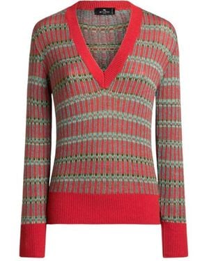 Etro Pull En Jacquard De Laine Mélangée, Femme, Taille - Rouge