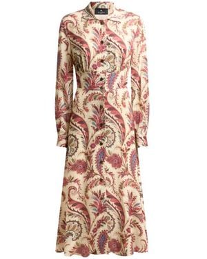 Etro Hemdblusenkleid Aus Elastischem Sablé Mit Print, Damen, Größe - Mehrfarbig