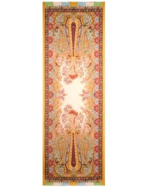 Etro Chevron Modal And Cashmere Scarf With Floral Paisley Motif - Multicolour