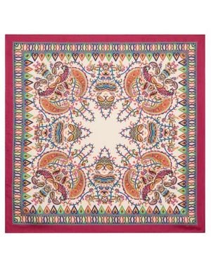 Etro Silk Scarf With Floral Paisley And Medallion Motif - Pink
