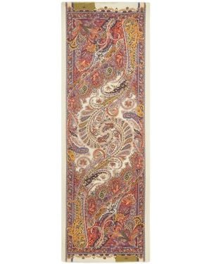 Etro Cashmere And Silk Scarf With Paisley Print - Natural