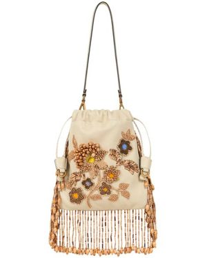 Etro Kleine Tasche Kalispera Mit Kleinen Perlen Und Fransen, Damen - Natur