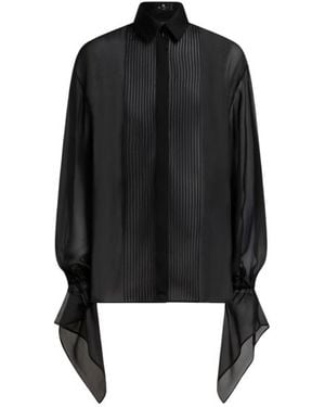 Etro Chemise En Soie Plissée Et Volantée, Femme, Taille - Noir