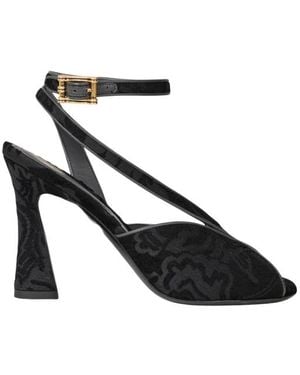 Etro High-Heeled Jacquard Sandals With Paisley Motif - Black