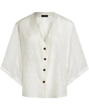 Etro Jacquard Shirt With Pegaso Buttons - White