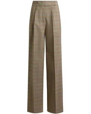Etro Stretch Wool Trousers With Prince Of Wales Motif - Natural
