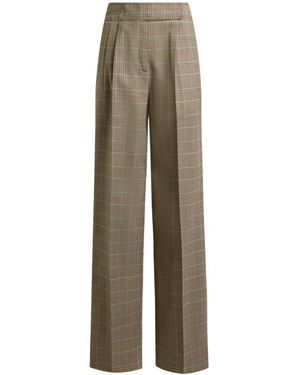 Etro Stretch Wool Trousers With Prince Of Wales Motif - Natural