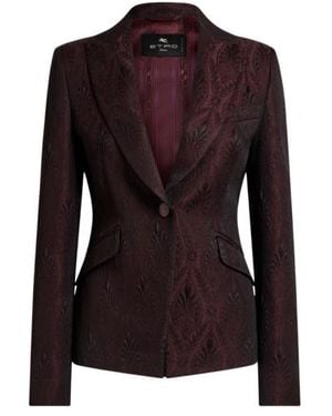 Etro Giacca Monopetto Jacquard Con Motivo Medaglioni Floreali, Donna, Taglia - Rosso