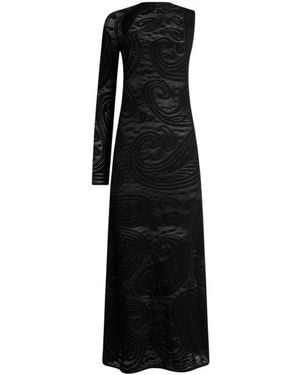 Etro Jacquard Long Dress With Paisley Motif - Black