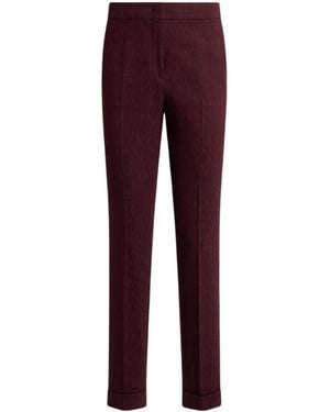 Etro Cropped Wool Jacquard Trousers With Medallion Motif - Purple