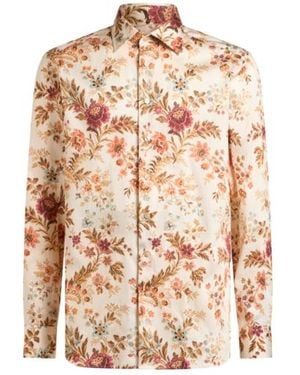 Etro Cotton Shirt With All-Over Floral Print - White