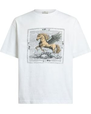 Etro Cotton Jersey T-Shirt With Placed Pegaso Print - White