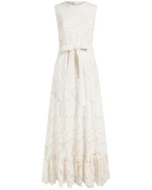 Etro Long Cotton Poplin Dress With Embroidered Lace - White