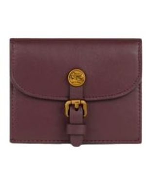 Etro Leather Pony Card Holder - Purple