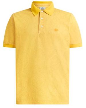 Etro Cotton Polo Shirt With Arnica Motif - Yellow